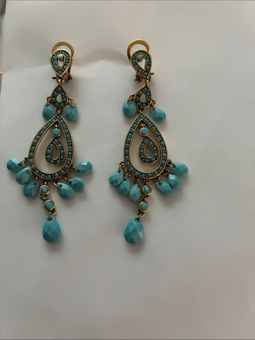 Vintage Monet Bohemian turquoise pierced earrings in excellent condition.
